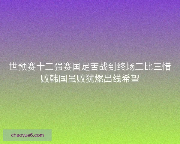 世预赛十二强赛国足苦战到终场二比三惜败韩国虽败犹燃出线希望 世预赛十二强赛国足苦战到终场二比三惜败韩国虽败犹燃出线希望