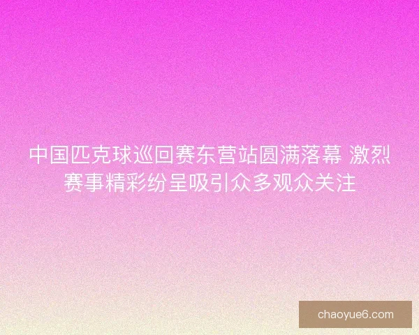 中国匹克球巡回赛东营站圆满落幕 激烈赛事精彩纷呈吸引众多观众关注 中国匹克球巡回赛东营站圆满落幕 激烈赛事精彩纷呈吸引众多观众关注